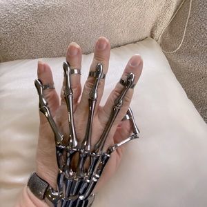 Goth skeleton hand bracelet and rings